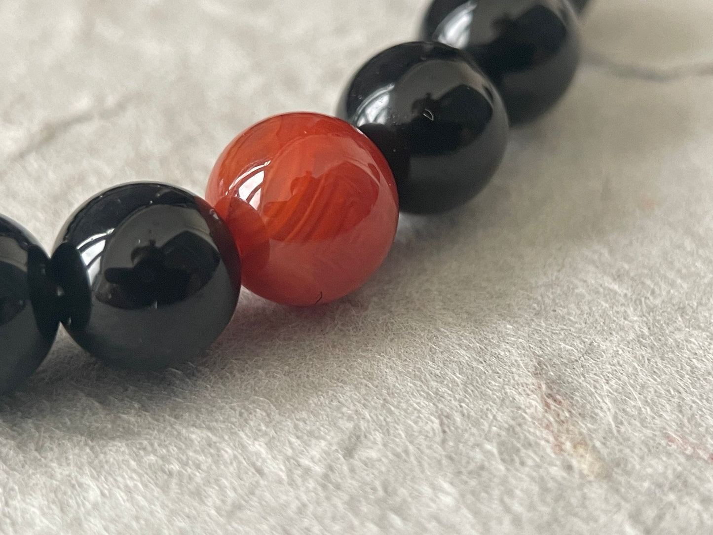Quiet Ember — Minimalist Black Obsidian & Moonstone Beaded Bracelet