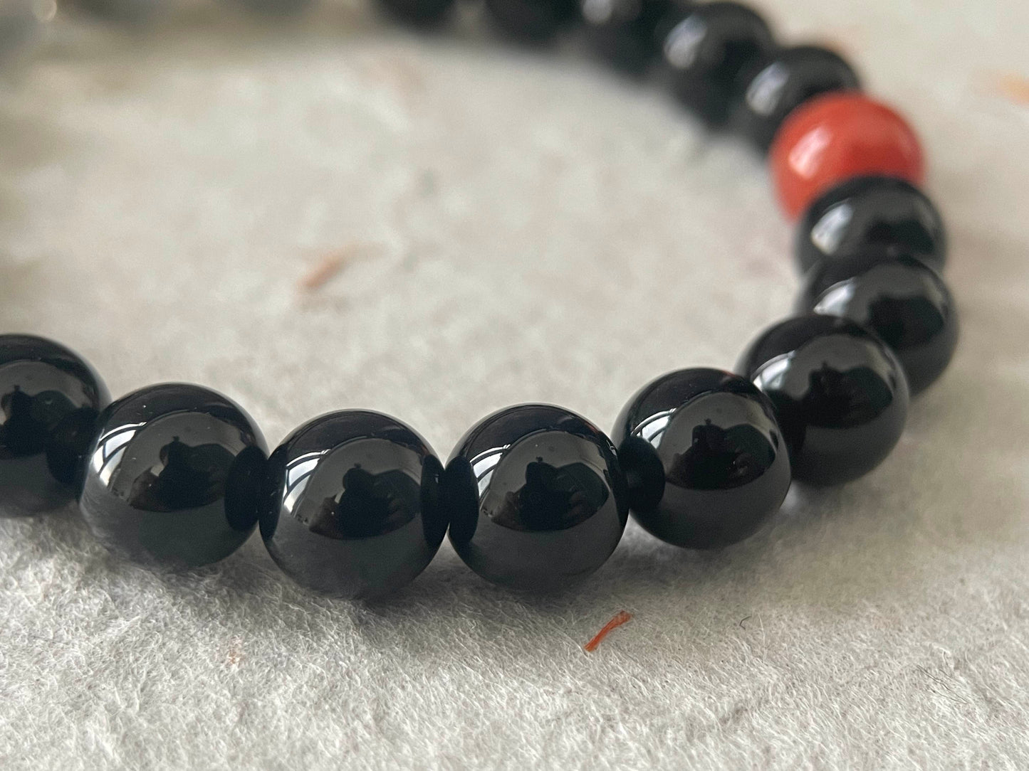 Quiet Ember — Minimalist Black Obsidian & Moonstone Beaded Bracelet
