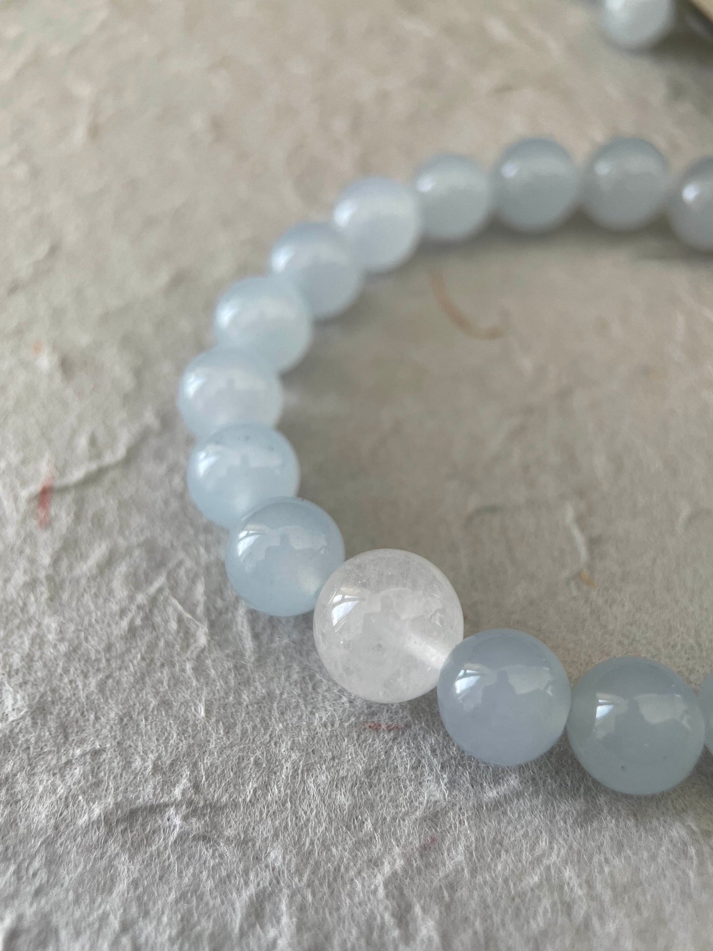 Pale Hour — Minimalist Blue Chalcedony & White Chalcedony Beaded Bracelet
