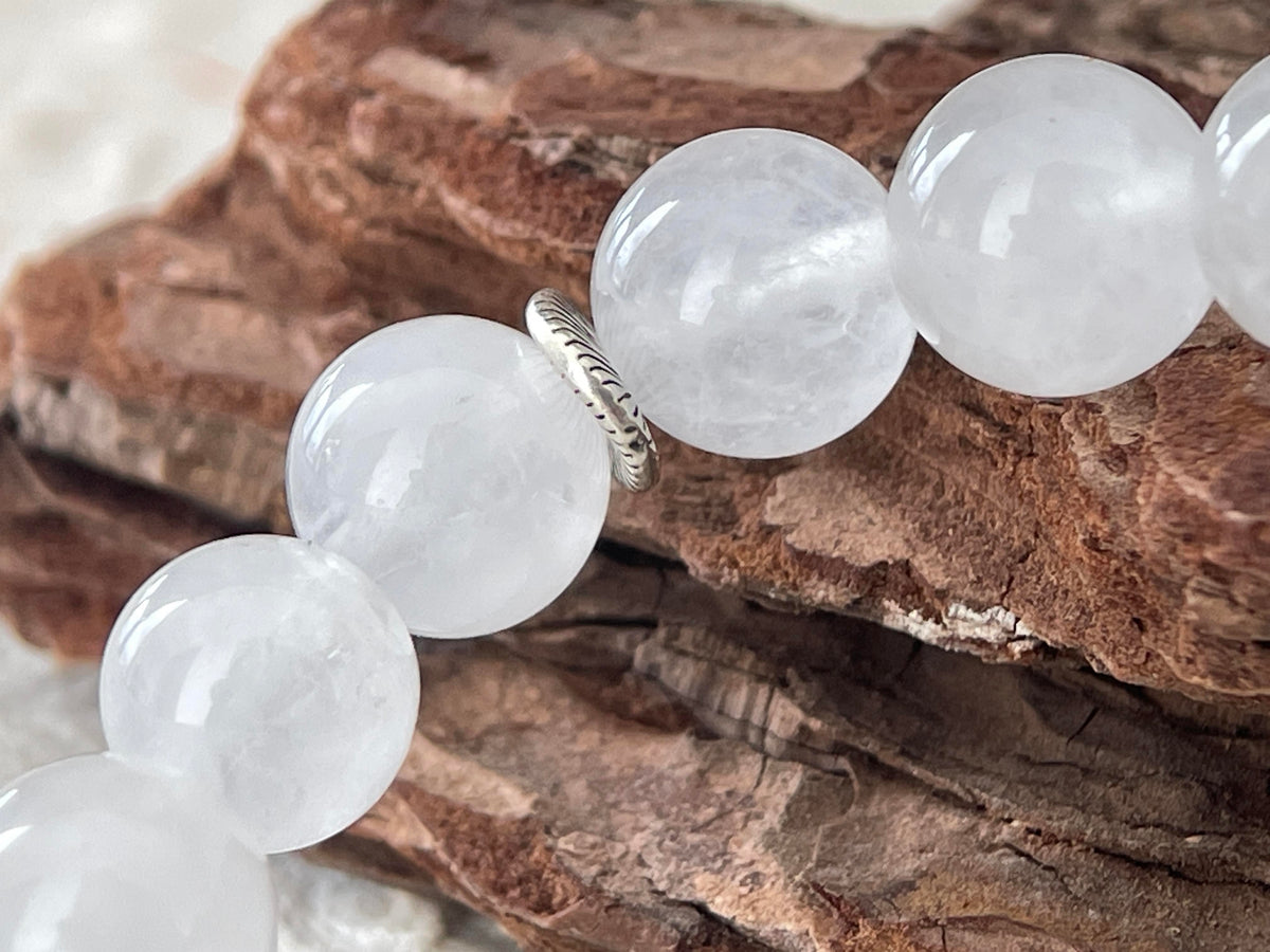 Moss Path – White Chalcedony, Green Sandalwood & Hetian Jade Beaded Bracelet