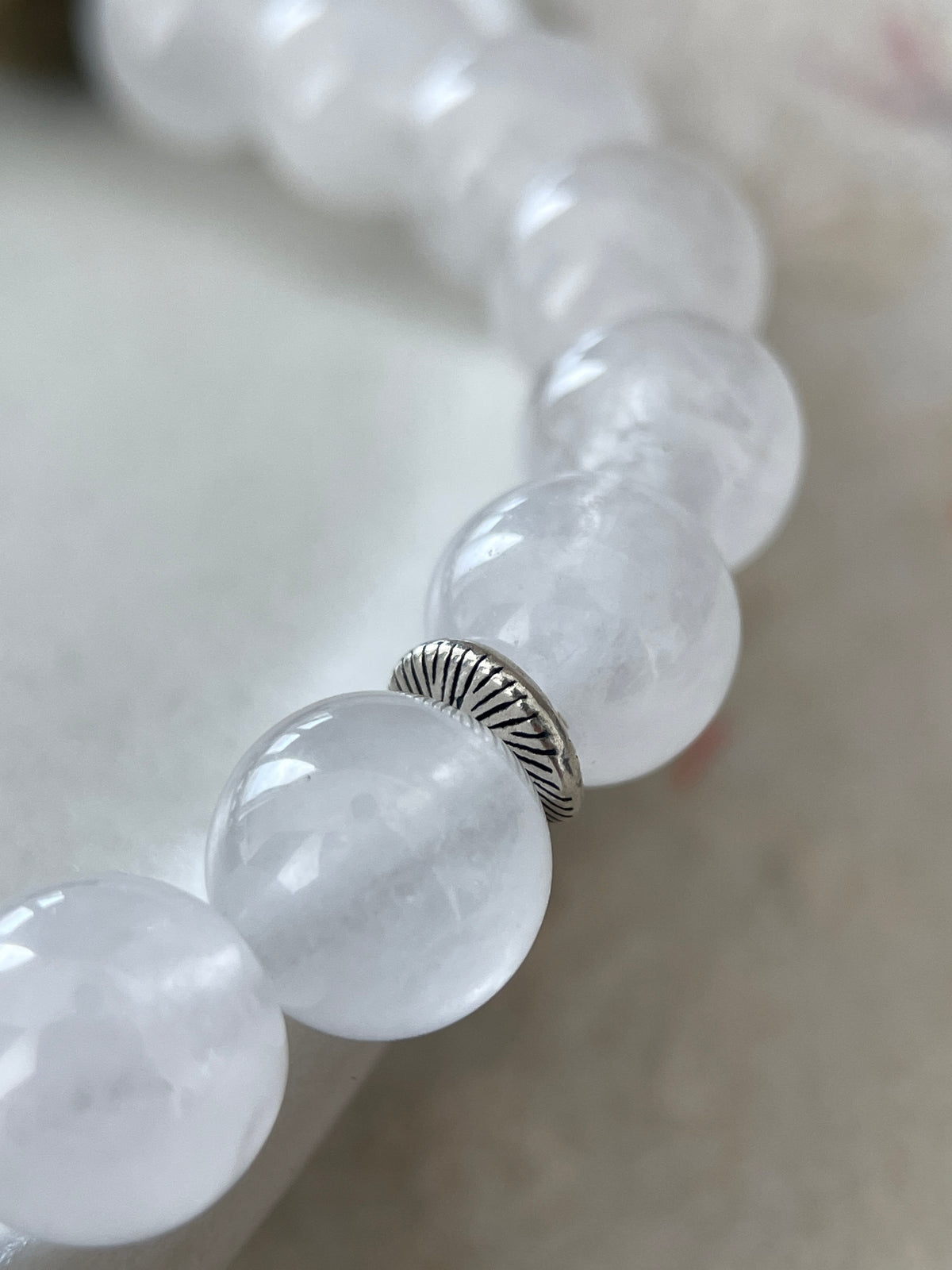 Moss Path – White Chalcedony, Green Sandalwood & Hetian Jade Beaded Bracelet